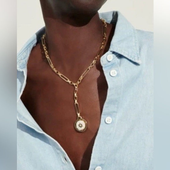 Mignonne Gavigan LUNA Charm Necklace 14K gold Plated  Pearl Boho Crystal NWT - Picture 7 of 7